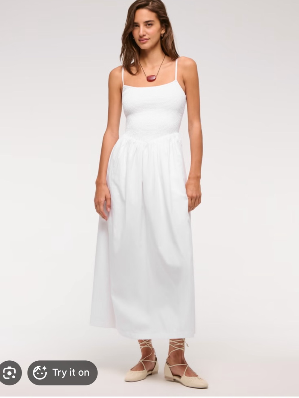 A&F Sydney Smocked Dipped-Waist Midi Dress